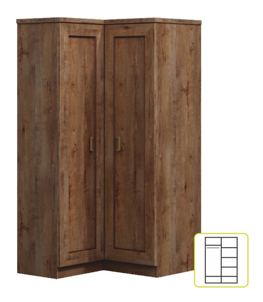 Rohová šatníková skriňa Tedy Typ T25