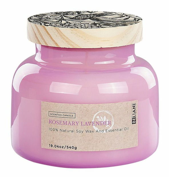 Szója gyertya rozmaring és levendula illatta Beretta (rózsaszín)