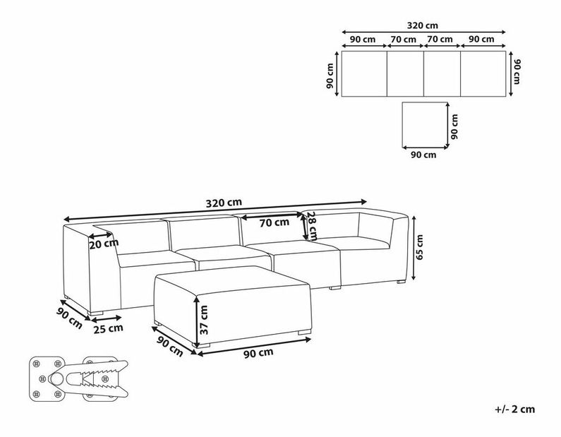 Sarok kerti kanapé Ailin (szürke)