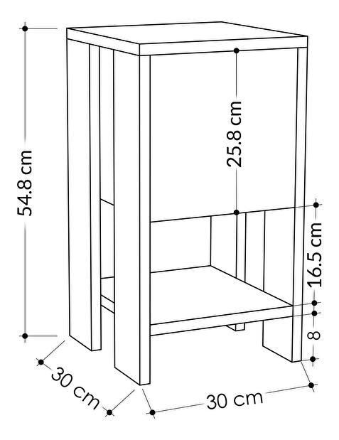 Noćni stolić Emmi (hrast safir + bijela) 
