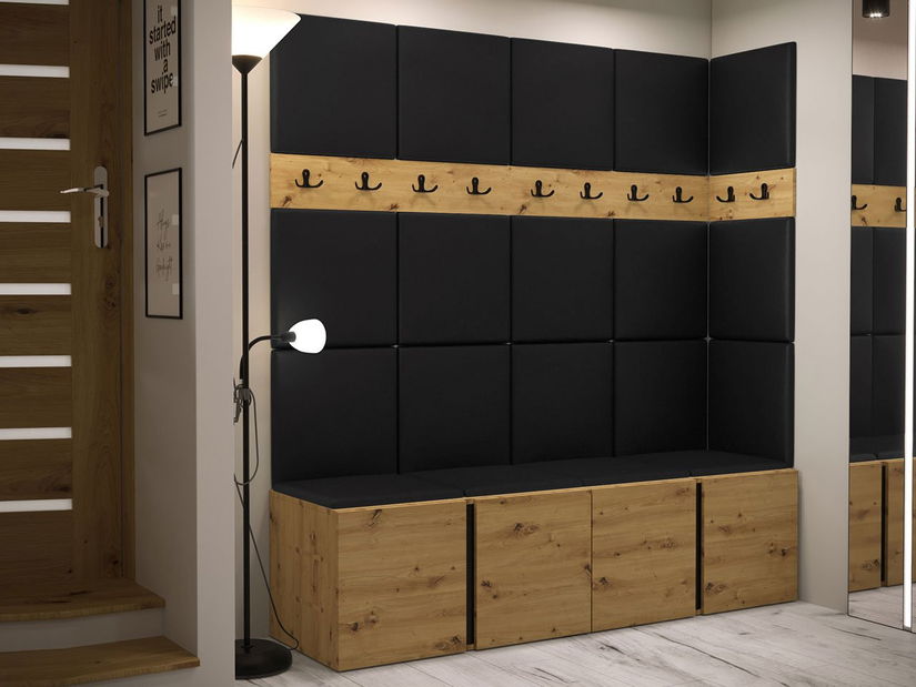 Mobilier hol Tovenaz II (stejar artisan + negru)