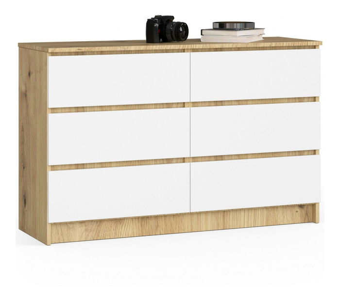 Comodă Kapil (stejar artisan + alb)