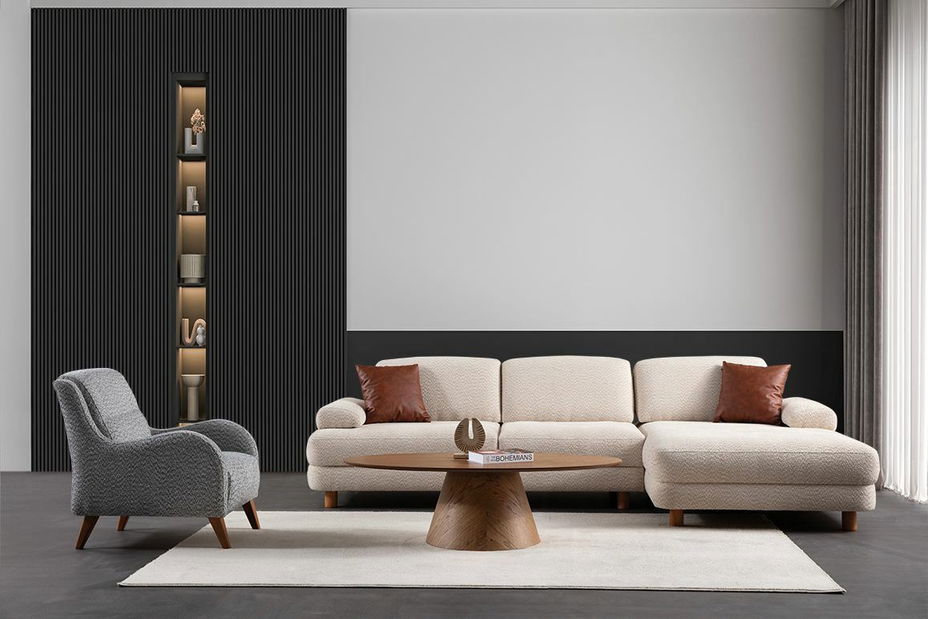 Rohová sedačka Nicel (krémová) (P)