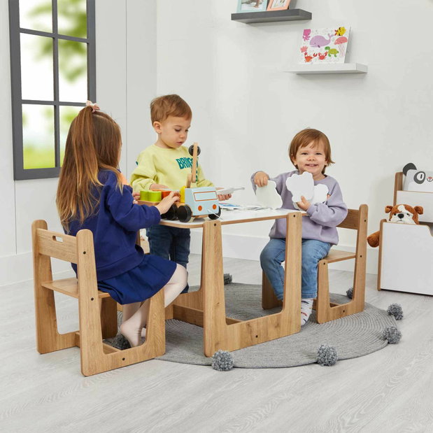 Set detský stolík a stolička Callie 2 (biela + naturálna)