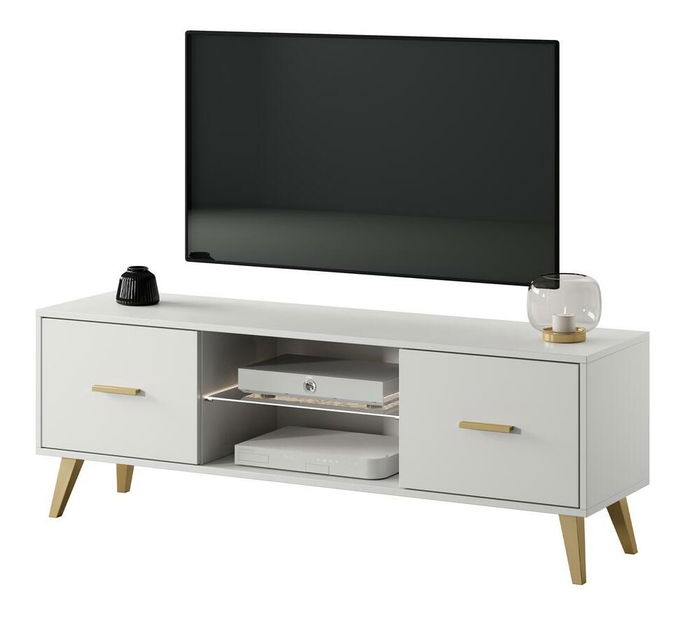 TV skrinka/stolík Savoi I (s osvetlením) (biela)