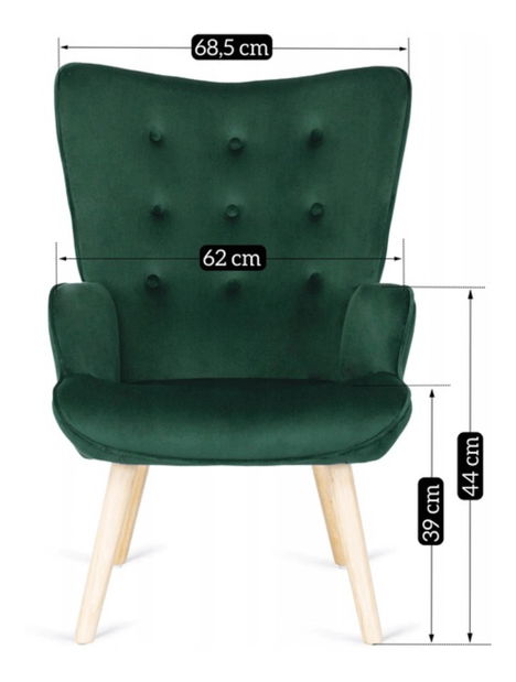 Fotel zsámollyal Lombardi (zöld) 