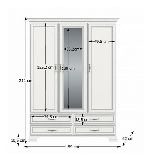 Ormar za garderobu Tanya Tip 01 3D4S 