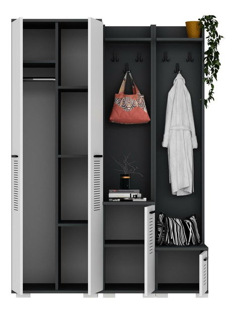 Predsieňová zostava Vipapo 2 (antracit + biela) 