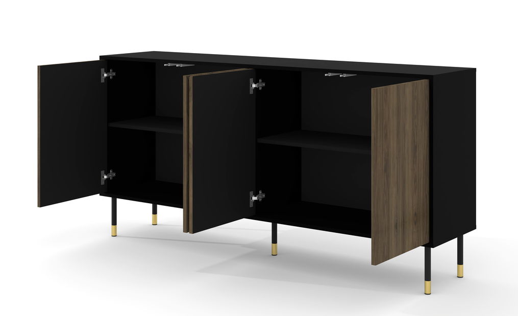 Szekrény 4D 180 Wenty (fekete + Csendes-óceáni dió+ arany)