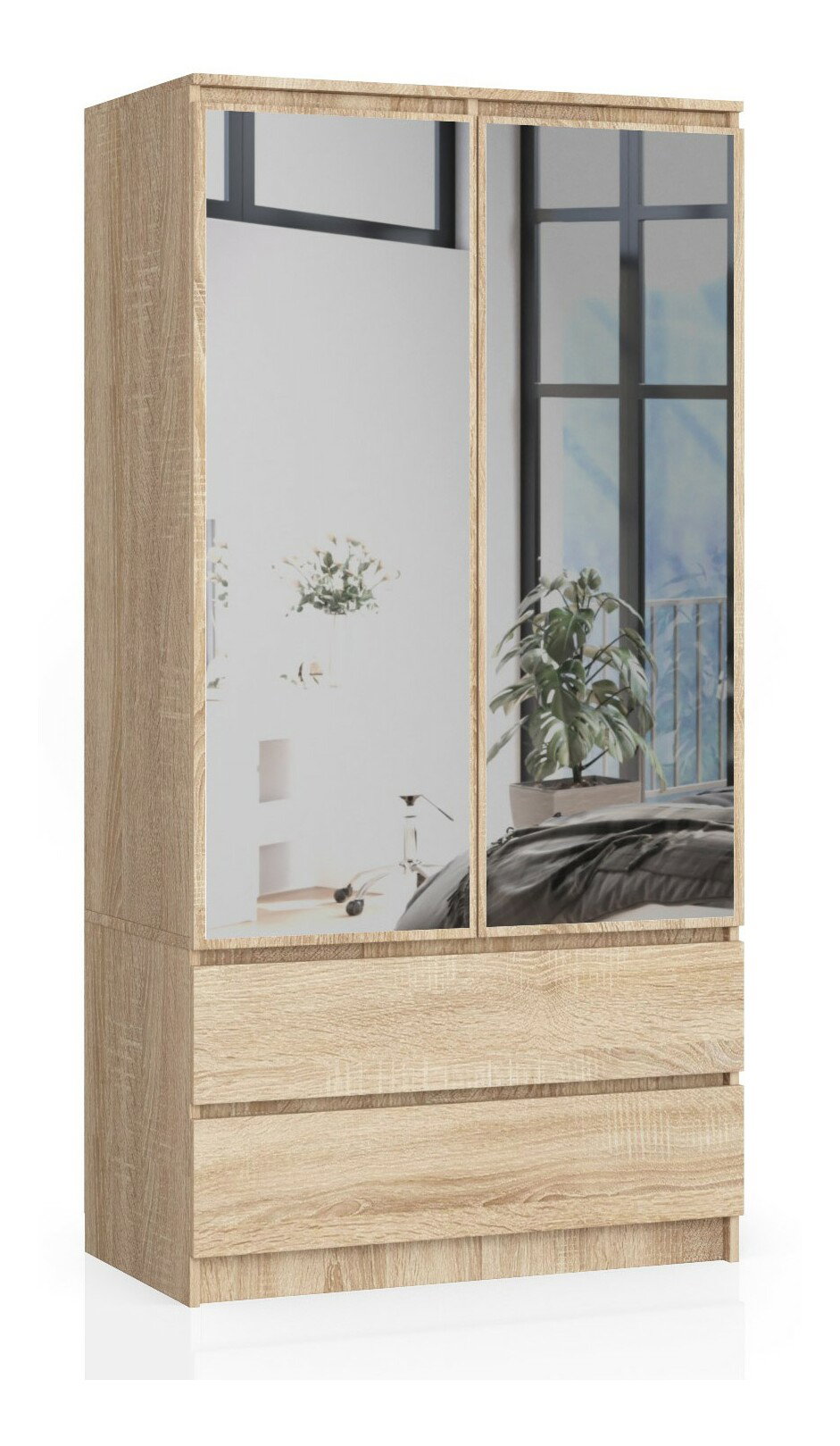 Šatníková skriňa Submarino (dub sonoma) (so zrkadlom)