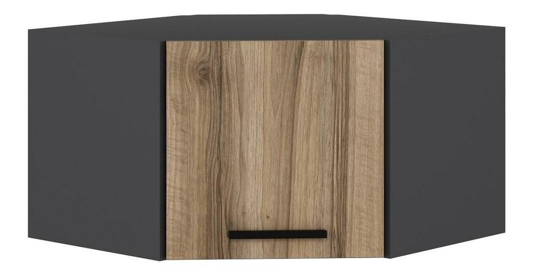 Rohová závesná skrinka Bubose 5 (antracit + dore) 