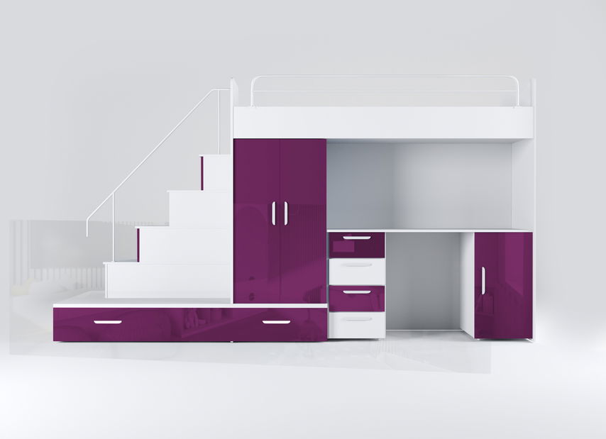 Pat pentru copii Ruby V (Alb + Violet) (cu somieră)