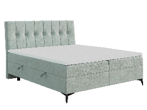 Pat matrimonial Boxspring 180 cm Leny (mentă) (cu saltea și sp. depozitare)