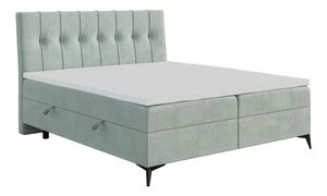 Pat de o persoană boxspring 120 cm Leny (mentă) (cu saltea și sp. depozitare)
