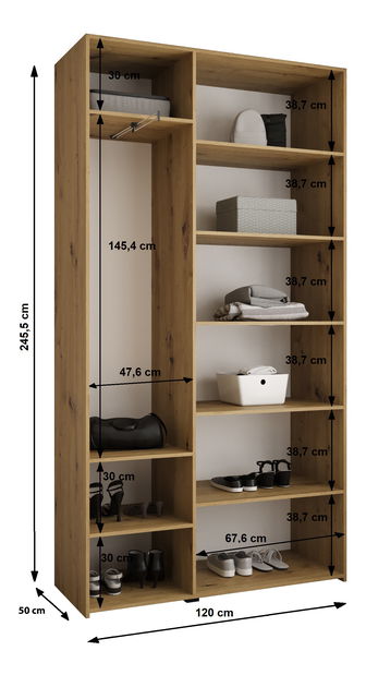 Ruhásszekrény 120 cm Carmela 50-2 (fehér + fekete)