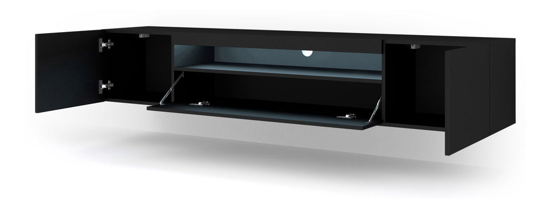 TV aszta/Szekrény Aurinko 200 (matt fekete) (világítással)