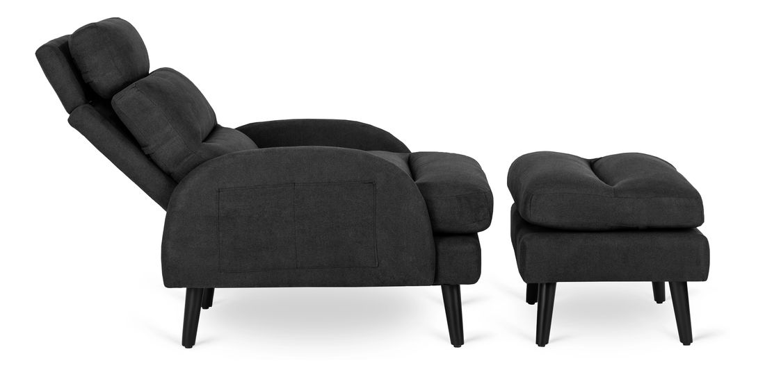 Polohovacie kreslo Hondurenas (čierna) (s taburetkou)