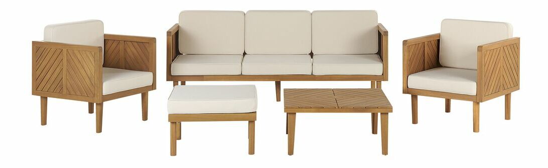 Záhradná zostava Blas (svetlé akáciové drevo + krémová)