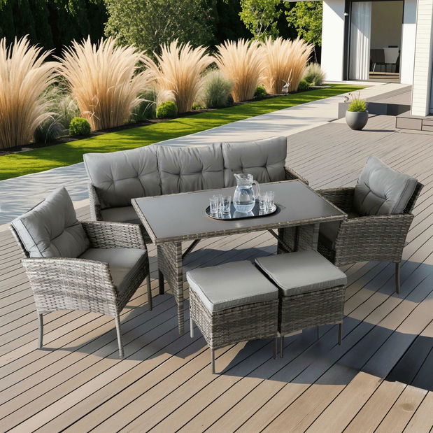 Záhradný set Adaptarlas (sivá) (pre 7 osôb)