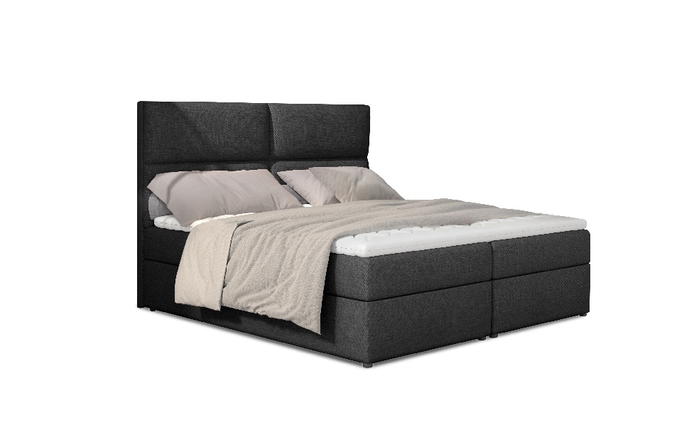 Franciaágy Boxspring 185 cm Alyce (sötétszürke Inari 96) (matracokkal)