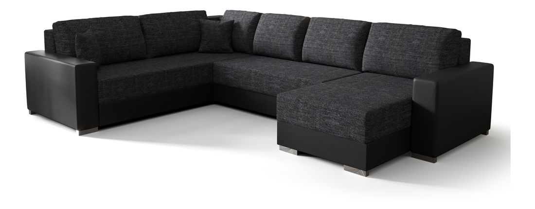 Kutna garnitura u obliku slova U Pearle 3 (tamnosiva + crna) (L)