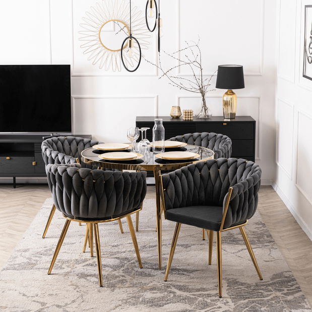 Scaun sufragerie Cappy (gri + auriu) 