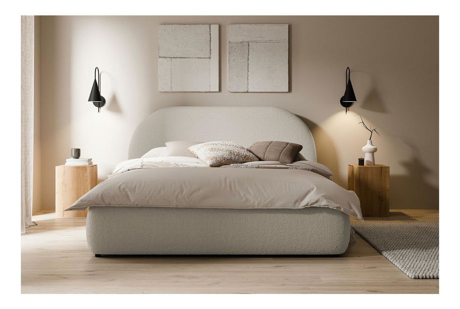 Franciaágy 140 cm Olivo P (ágyráccsal) (tárolóhellyel) (világos bézs + fekete)