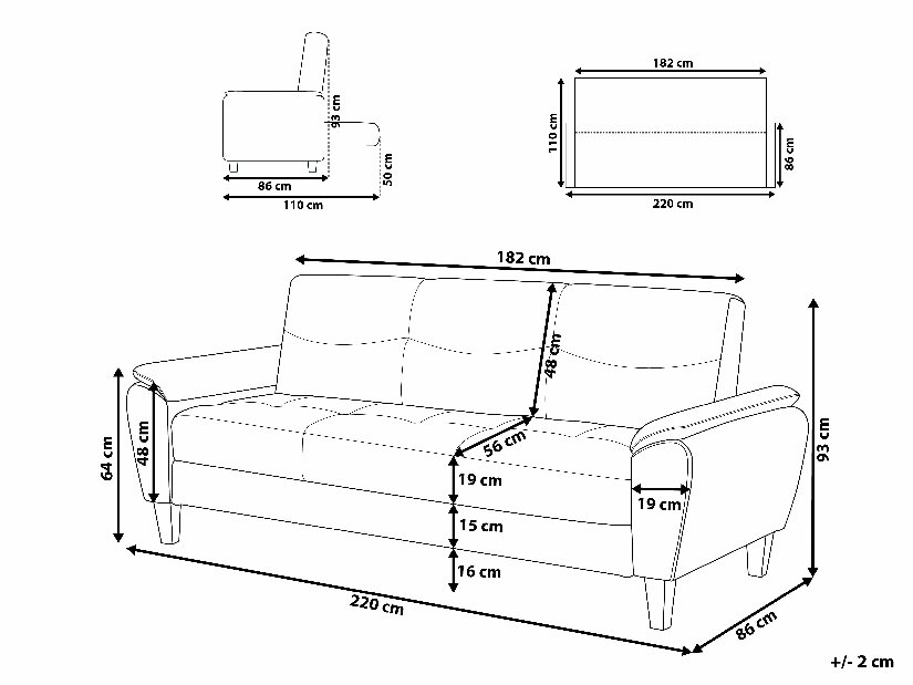 Sofa trosjed Hurup (bež)