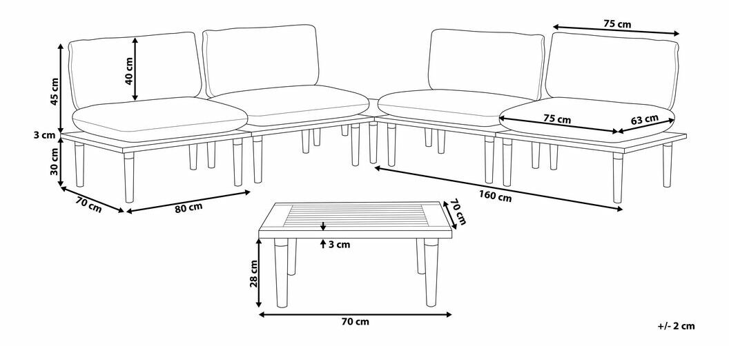 Záhradná sedacia súprava Fresno (svetlosivá) (4 kresla)