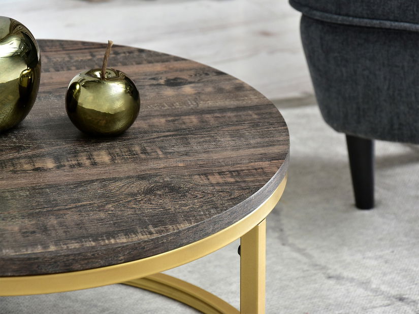 Măsuță de cafea Kolja Stolik S (stejar + auriu)