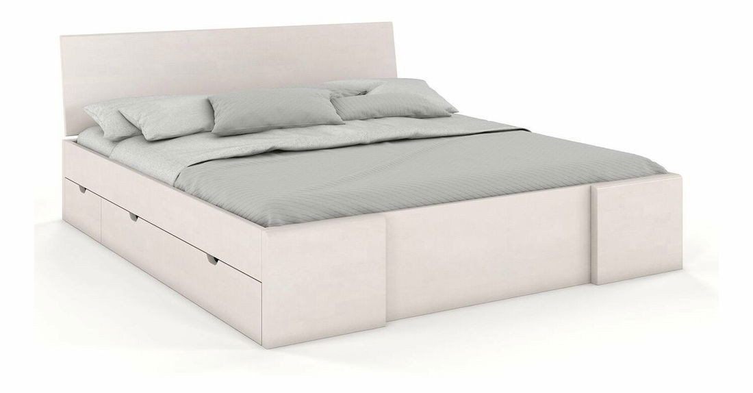 Manželská posteľ 180 cm Naturlig Blomst High Drawers (buk) (s roštom)