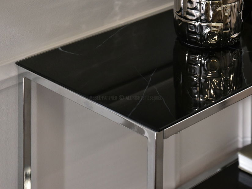 Konzolový stolík Bella Kons Bis (čierny mramor + chrómová)