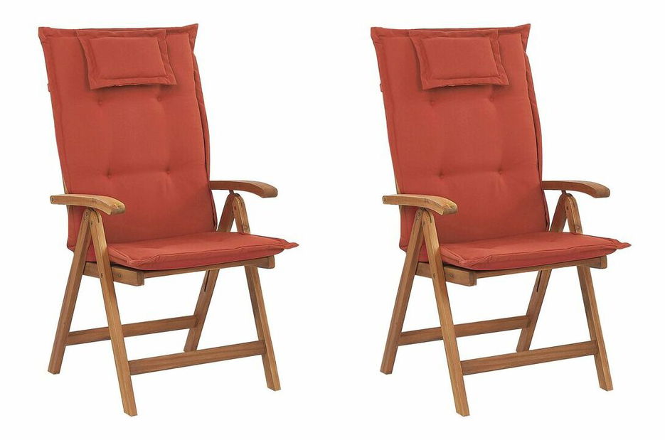 Set 2 ks. záhradných stoličiek Jakarta (tmavočervená) (s vankúšmi)