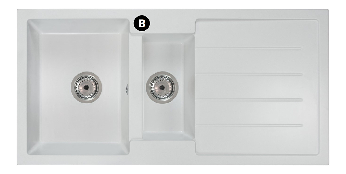 Kuhinjski sudoper Yuxur (bijela) (s 1 otvorom za bateriju) (L)