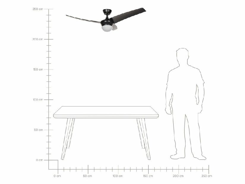 Mennyezeti ventilátor lámpával Jibza (fekete)