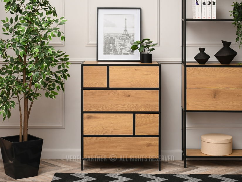 Comodă Soren Kom (stejar + negru)