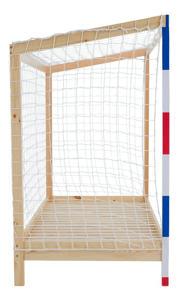 Pat pentru copii 90 cm Facilmente (natural + albastru + roșu) (cu somieră)