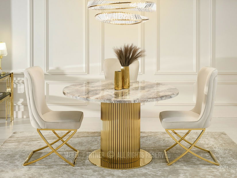 Masă sufragerie Sudoracion (marmură + auriu)