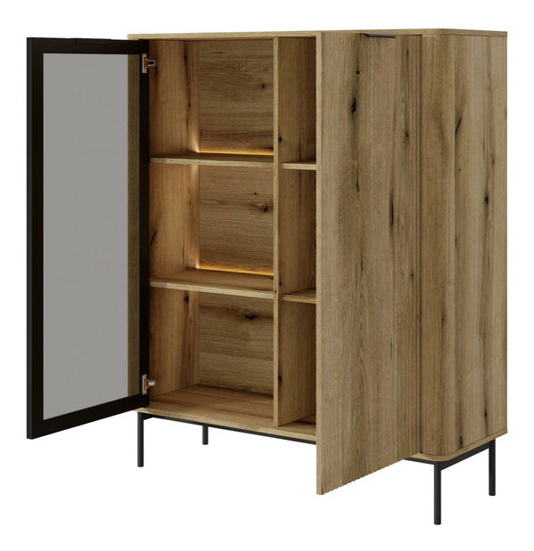 Vitrina Wilsire II (hrast coast evoke + crna)