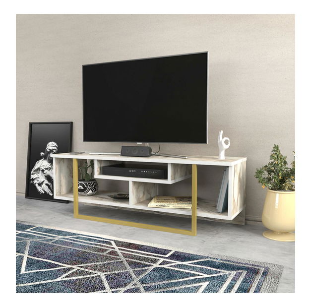 TV stolić/ormarić Aslana 120 (bijela + zlatna)