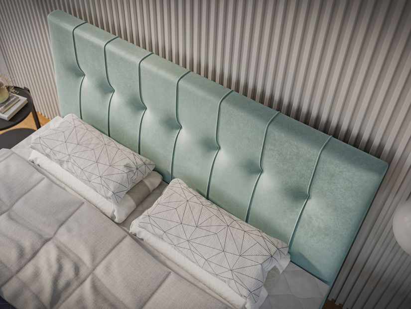 Pat de o persoană boxspring 120 cm Leny (mentă) (cu saltea și sp. depozitare)