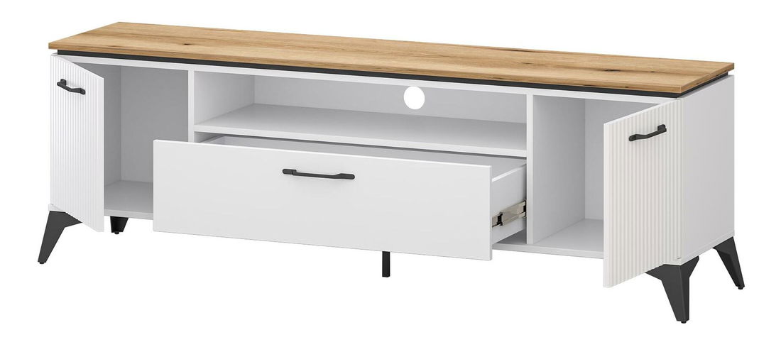 TV szekrény Vejares (fehér + evoke tölgy) 