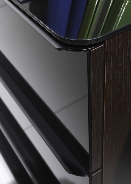 Vitrína Toft Typ 46 (wenge + čierne sklo)