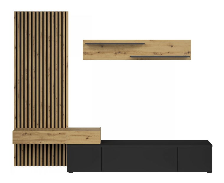 Set za dnevni boravak Sewota Plus (crna + hrast artisan) 