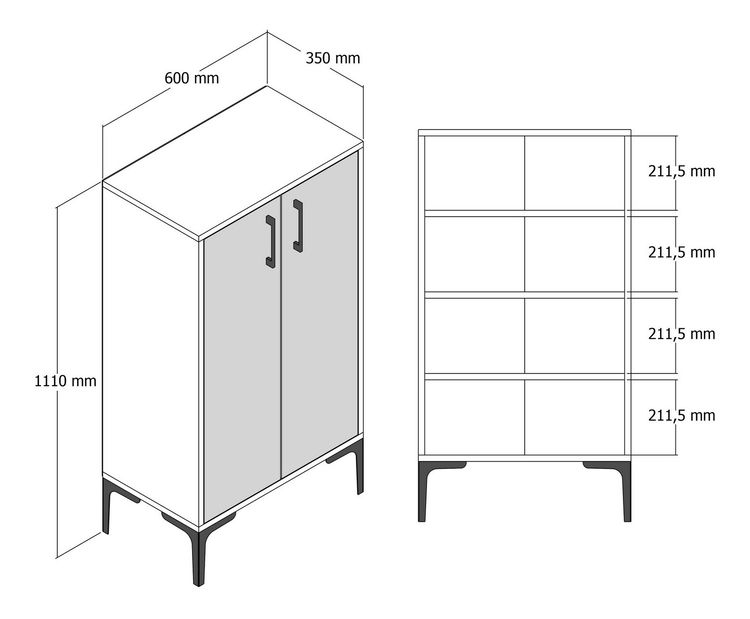 Ormarić za obuću Praga 1 (orah + bijela)