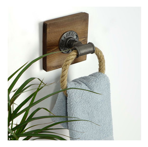 Zidni držač ručnika Mapeno 8 (orah + crna)