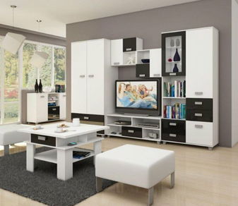 Mobilier living Solomon alb + negru