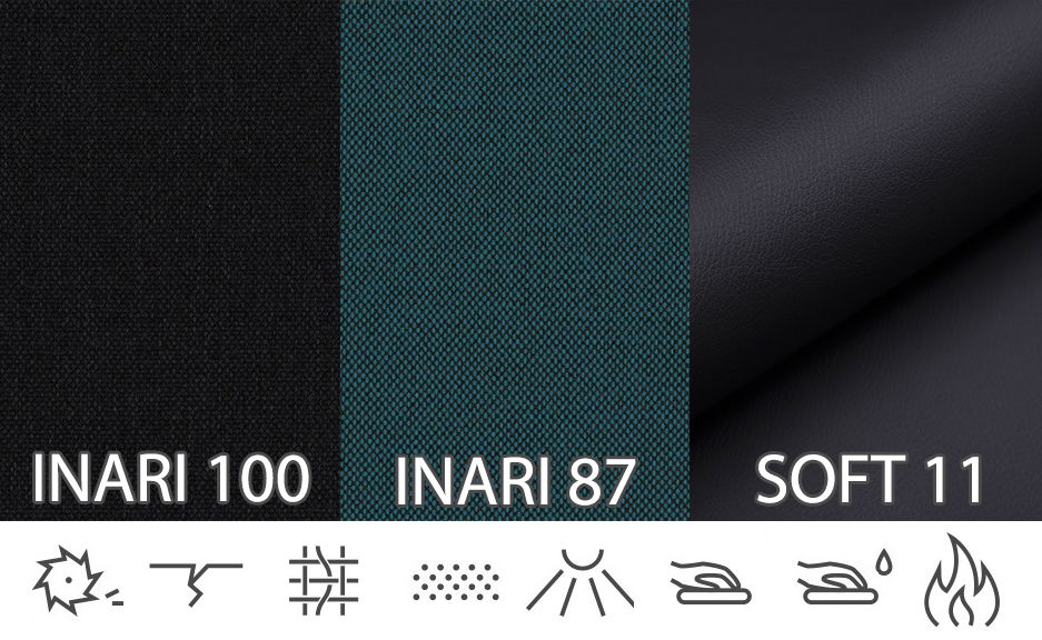 Sarokkanapé Veta (fekete + kék + fekete) (B)