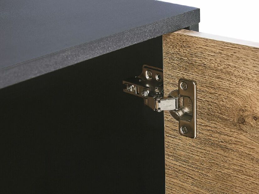 TV stolík/skrinka ALERK (čierna + svetlé drevo)