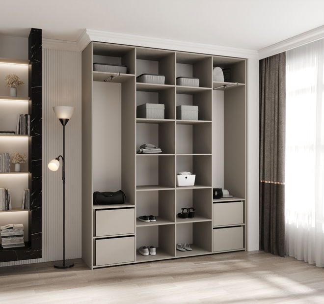 Ormar za garderobu 200 cm Carmela 50-3 (kašmir + crna)